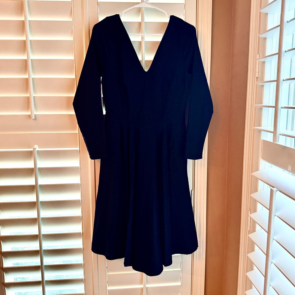 Unique Vintage Black Fit & Flare Midi Dress Women’s XL Long Sleeve - Picture 2 of 16